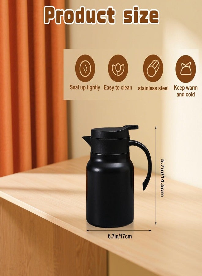 IIDEA 2 Pcs Thermal Coffee Carafe Stainless Steel Double Wall Vacuum Insulated Pot Creamer Pitcher Container,800ml 27oz Hot/Cold Beverage Dispenser,Coffee,Tea,Milk(Black & White) - Image 2
